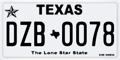 TX license plate DZB0078