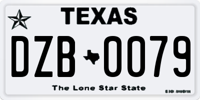 TX license plate DZB0079