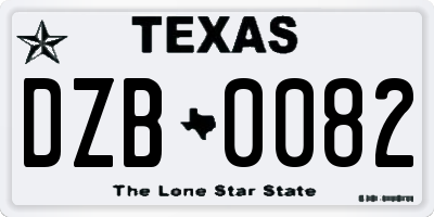TX license plate DZB0082