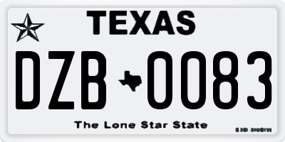 TX license plate DZB0083