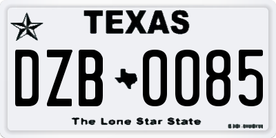 TX license plate DZB0085