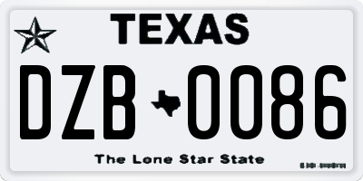 TX license plate DZB0086