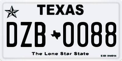 TX license plate DZB0088
