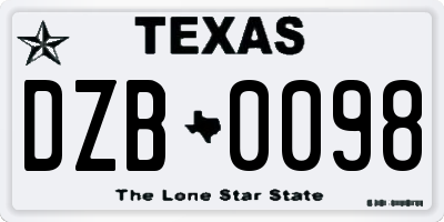 TX license plate DZB0098
