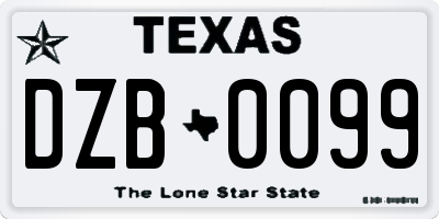 TX license plate DZB0099
