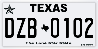 TX license plate DZB0102