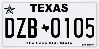 TX license plate DZB0105