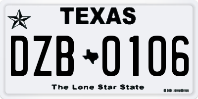 TX license plate DZB0106