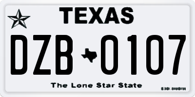 TX license plate DZB0107