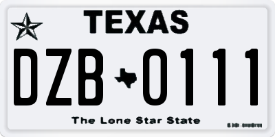 TX license plate DZB0111