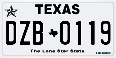 TX license plate DZB0119