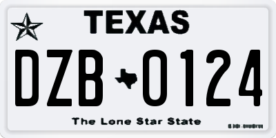 TX license plate DZB0124