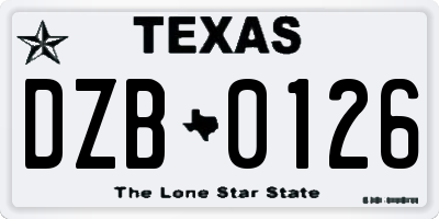 TX license plate DZB0126