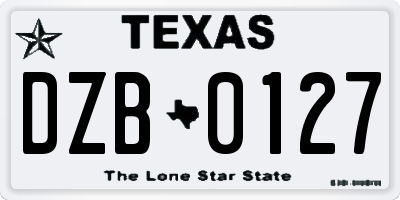 TX license plate DZB0127