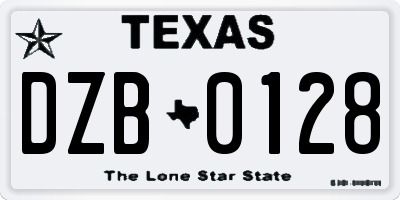TX license plate DZB0128