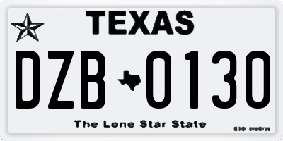 TX license plate DZB0130