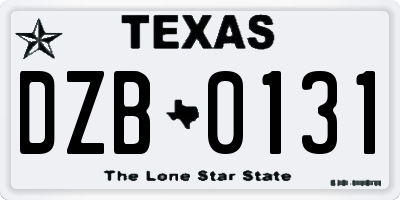 TX license plate DZB0131