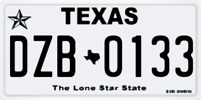TX license plate DZB0133