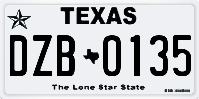 TX license plate DZB0135