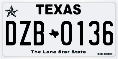 TX license plate DZB0136