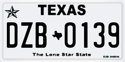 TX license plate DZB0139