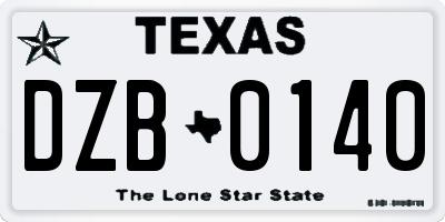 TX license plate DZB0140