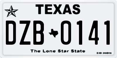 TX license plate DZB0141
