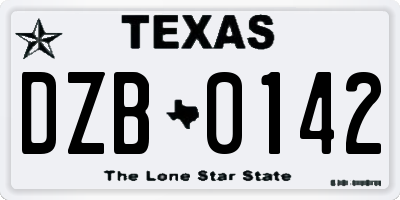 TX license plate DZB0142