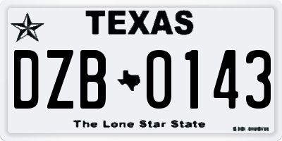 TX license plate DZB0143
