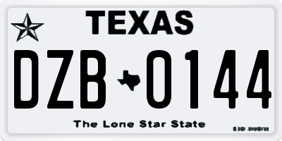 TX license plate DZB0144