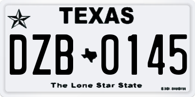 TX license plate DZB0145