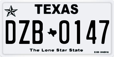 TX license plate DZB0147