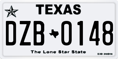 TX license plate DZB0148