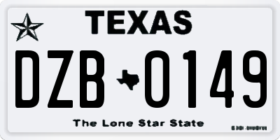 TX license plate DZB0149