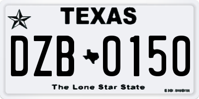 TX license plate DZB0150