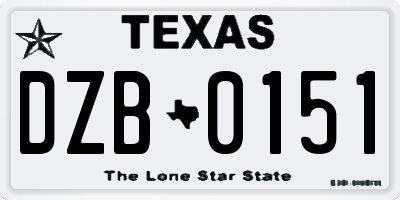 TX license plate DZB0151