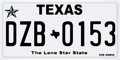 TX license plate DZB0153