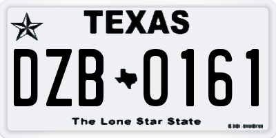 TX license plate DZB0161