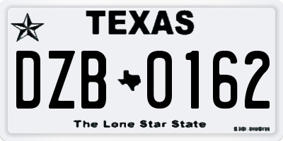TX license plate DZB0162