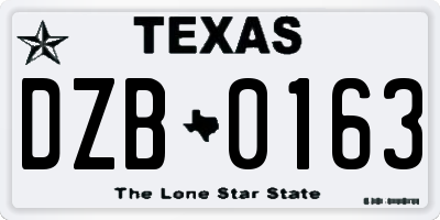 TX license plate DZB0163