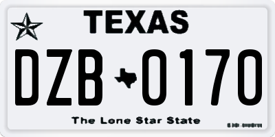 TX license plate DZB0170