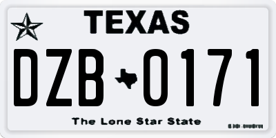 TX license plate DZB0171