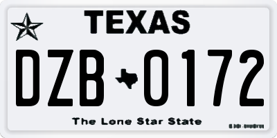 TX license plate DZB0172