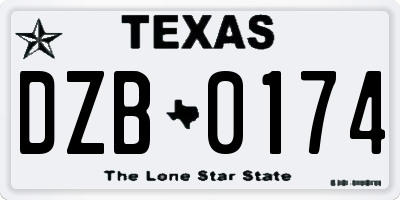 TX license plate DZB0174