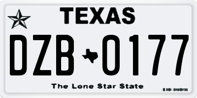 TX license plate DZB0177
