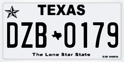 TX license plate DZB0179