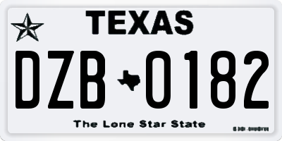 TX license plate DZB0182