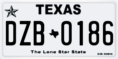TX license plate DZB0186