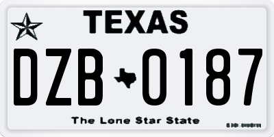 TX license plate DZB0187