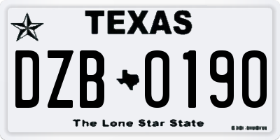 TX license plate DZB0190